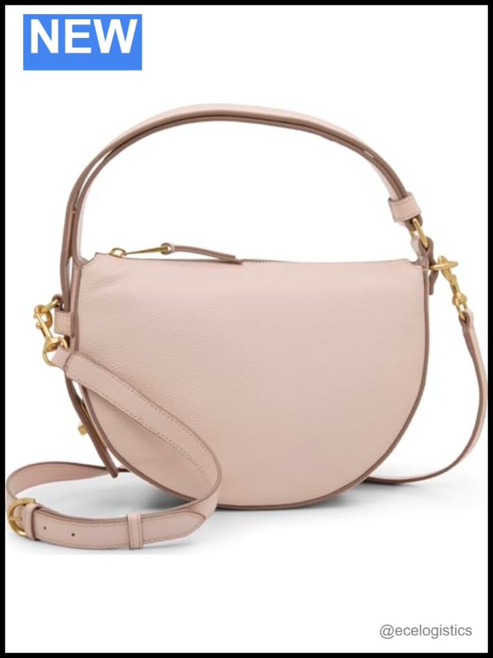 Genuine Leather Crossbody Bag Magnetic Snap Closure Chain Strap